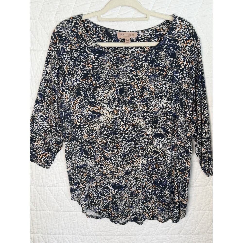 Philosophy multicolored tunic somen size 2X 3/4 sleeve